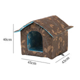 Oxford Cloth Outdoor Feral Cats Warm House Waterproof Bed Kennel Tent Winter Square L Brown - Aladdin Shoppers