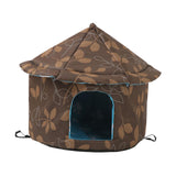 Oxford Cloth Outdoor Feral Cats Warm House Waterproof Bed Kennel Tent Winter Round S Brown - Aladdin Shoppers