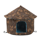 Oxford Cloth Outdoor Feral Cats Warm House Waterproof Bed Kennel Tent Winter Round S Brown - Aladdin Shoppers