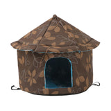 Oxford Cloth Outdoor Feral Cats Warm House Waterproof Bed Kennel Tent Winter Round S Brown - Aladdin Shoppers