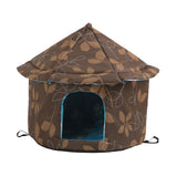 Oxford Cloth Outdoor Feral Cats Warm House Waterproof Bed Kennel Tent Winter Round S Brown - Aladdin Shoppers