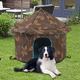 Oxford Cloth Outdoor Feral Cats Warm House Waterproof Bed Kennel Tent Winter Round S Brown - Aladdin Shoppers