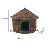 Oxford Cloth Outdoor Feral Cats Warm House Waterproof Bed Kennel Tent Winter Round S Brown - Aladdin Shoppers