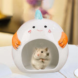 Pet Ceramic Hamster Bedding Hideout Nest Adorable Appearance Easily Clean Dinosaur Orange Legs - Aladdin Shoppers