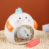 Pet Ceramic Hamster Bedding Hideout Nest Adorable Appearance Easily Clean Dinosaur Orange Legs - Aladdin Shoppers