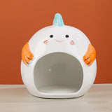 Pet Ceramic Hamster Bedding Hideout Nest Adorable Appearance Easily Clean Dinosaur Orange Legs - Aladdin Shoppers