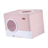Pet Cat Litter Box Toilet Closed Easy Clean Kitty Litter Box for Indoor Pink - Aladdin Shoppers