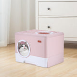 Pet Cat Litter Box Toilet Closed Easy Clean Kitty Litter Box for Indoor Pink - Aladdin Shoppers