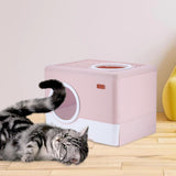 Pet Cat Litter Box Toilet Closed Easy Clean Kitty Litter Box for Indoor Pink - Aladdin Shoppers