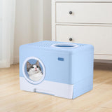 Pet Cat Litter Box Toilet Closed Easy Clean Kitty Litter Box for Indoor Blue - Aladdin Shoppers