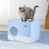Pet Cat Litter Box Toilet Closed Easy Clean Kitty Litter Box for Indoor Blue - Aladdin Shoppers