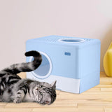 Pet Cat Litter Box Toilet Closed Easy Clean Kitty Litter Box for Indoor Blue - Aladdin Shoppers