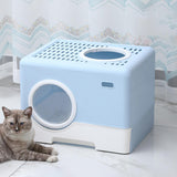 Pet Cat Litter Box Toilet Closed Easy Clean Kitty Litter Box for Indoor Blue - Aladdin Shoppers