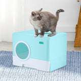 Pet Cat Litter Box Toilet Closed Easy Clean Kitty Litter Box for Indoor Green - Aladdin Shoppers