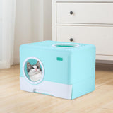 Pet Cat Litter Box Toilet Closed Easy Clean Kitty Litter Box for Indoor Green - Aladdin Shoppers