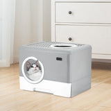 Pet Cat Litter Box Toilet Closed Easy Clean Kitty Litter Box for Indoor Gray - Aladdin Shoppers