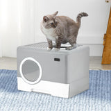 Pet Cat Litter Box Toilet Closed Easy Clean Kitty Litter Box for Indoor Gray - Aladdin Shoppers