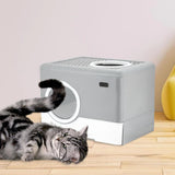 Pet Cat Litter Box Toilet Closed Easy Clean Kitty Litter Box for Indoor Gray - Aladdin Shoppers