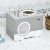 Pet Cat Litter Box Toilet Closed Easy Clean Kitty Litter Box for Indoor Gray - Aladdin Shoppers