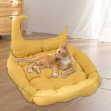 Cat Bed Nest with Ball Toys Warm Basket for Rabbits Puppy Small Medium Dog Yellow S - Aladdin Shoppers