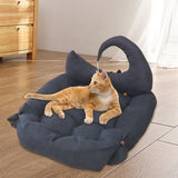 Cat Bed Nest with Ball Toys Warm Basket for Rabbits Puppy Small Medium Dog Dark Blue S - Aladdin Shoppers