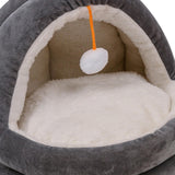 Cute Cat Bed with Ball Toy Anti Slip Bottom Cozy Kitten Cave Kennel Dog Bed M Gray - Aladdin Shoppers