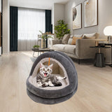 Cute Cat Bed with Ball Toy Anti Slip Bottom Cozy Kitten Cave Kennel Dog Bed M Gray - Aladdin Shoppers