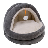 Cute Cat Bed with Ball Toy Anti Slip Bottom Cozy Kitten Cave Kennel Dog Bed M Gray - Aladdin Shoppers