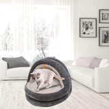 Cute Cat Bed with Ball Toy Anti Slip Bottom Cozy Kitten Cave Kennel Dog Bed M Gray - Aladdin Shoppers