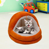 Cute Cat Bed with Ball Toy Anti Slip Bottom Cozy Kitten Cave Kennel Dog Bed S Orange - Aladdin Shoppers