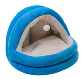 Cute Cat Bed with Ball Toy Anti Slip Bottom Cozy Kitten Cave Kennel Dog Bed S Blue - Aladdin Shoppers