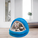 Cute Cat Bed with Ball Toy Anti Slip Bottom Cozy Kitten Cave Kennel Dog Bed S Blue - Aladdin Shoppers