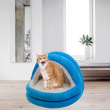 Cute Cat Bed with Ball Toy Anti Slip Bottom Cozy Kitten Cave Kennel Dog Bed S Blue - Aladdin Shoppers