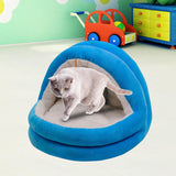 Cute Cat Bed with Ball Toy Anti Slip Bottom Cozy Kitten Cave Kennel Dog Bed S Blue - Aladdin Shoppers