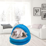 Cute Cat Bed with Ball Toy Anti Slip Bottom Cozy Kitten Cave Kennel Dog Bed S Blue - Aladdin Shoppers