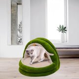 Cute Cat Bed with Ball Toy Anti Slip Bottom Cozy Kitten Cave Kennel Dog Bed S Green - Aladdin Shoppers