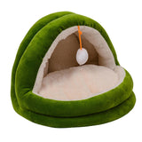 Cute Cat Bed with Ball Toy Anti Slip Bottom Cozy Kitten Cave Kennel Dog Bed S Green - Aladdin Shoppers