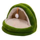 Cute Cat Bed with Ball Toy Anti Slip Bottom Cozy Kitten Cave Kennel Dog Bed S Green - Aladdin Shoppers