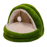 Cute Cat Bed with Ball Toy Anti Slip Bottom Cozy Kitten Cave Kennel Dog Bed S Green - Aladdin Shoppers