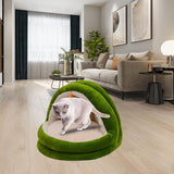 Cute Cat Bed with Ball Toy Anti Slip Bottom Cozy Kitten Cave Kennel Dog Bed S Green - Aladdin Shoppers