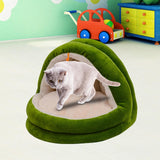 Cute Cat Bed with Ball Toy Anti Slip Bottom Cozy Kitten Cave Kennel Dog Bed S Green - Aladdin Shoppers