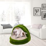 Cute Cat Bed with Ball Toy Anti Slip Bottom Cozy Kitten Cave Kennel Dog Bed S Green - Aladdin Shoppers