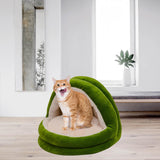 Cute Cat Bed with Ball Toy Anti Slip Bottom Cozy Kitten Cave Kennel Dog Bed S Green - Aladdin Shoppers