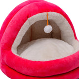 Cute Cat Bed with Ball Toy Anti Slip Bottom Cozy Kitten Cave Kennel Dog Bed S Pink - Aladdin Shoppers