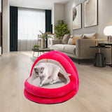 Cute Cat Bed with Ball Toy Anti Slip Bottom Cozy Kitten Cave Kennel Dog Bed S Pink - Aladdin Shoppers