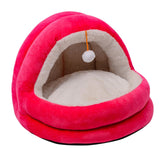 Cute Cat Bed with Ball Toy Anti Slip Bottom Cozy Kitten Cave Kennel Dog Bed S Pink - Aladdin Shoppers