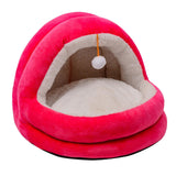 Cute Cat Bed with Ball Toy Anti Slip Bottom Cozy Kitten Cave Kennel Dog Bed S Pink - Aladdin Shoppers