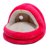 Cute Cat Bed with Ball Toy Anti Slip Bottom Cozy Kitten Cave Kennel Dog Bed S Pink - Aladdin Shoppers