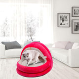 Cute Cat Bed with Ball Toy Anti Slip Bottom Cozy Kitten Cave Kennel Dog Bed S Pink - Aladdin Shoppers