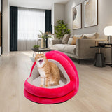 Cute Cat Bed with Ball Toy Anti Slip Bottom Cozy Kitten Cave Kennel Dog Bed S Pink - Aladdin Shoppers